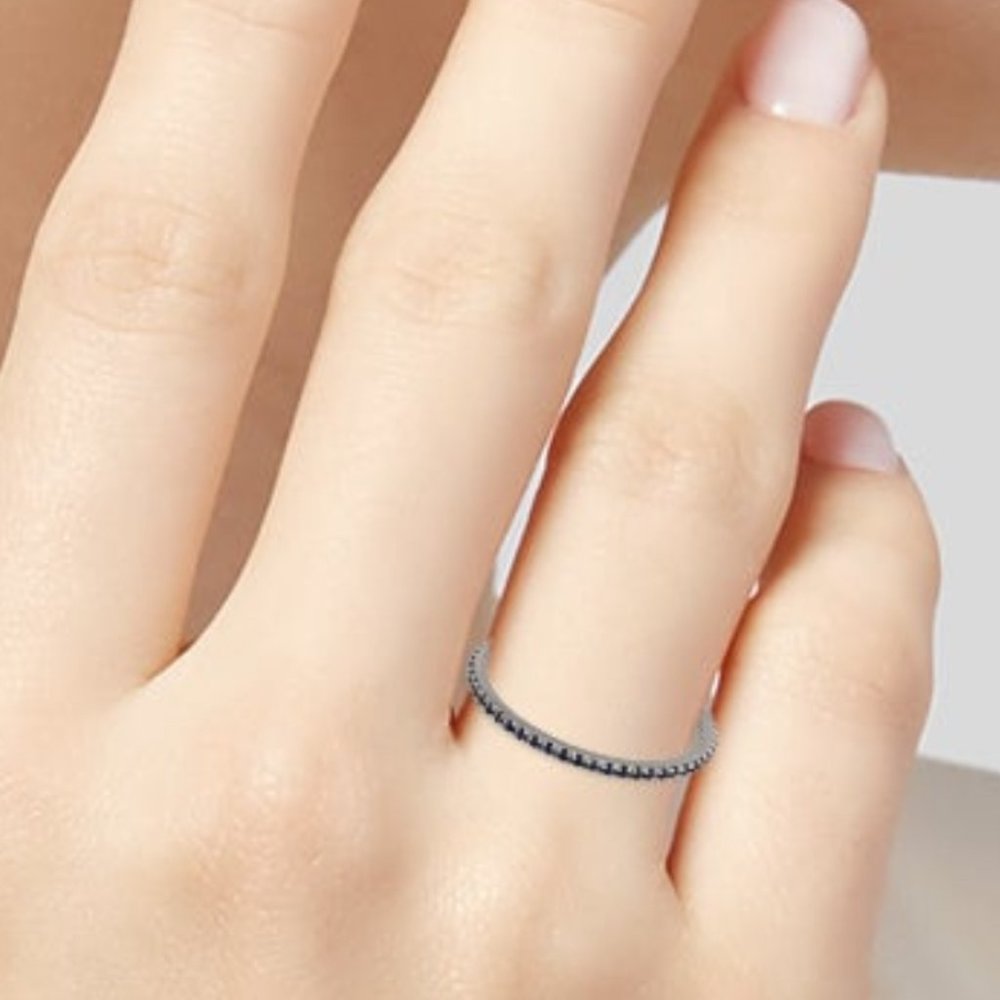 PLATINUM SAPPHIRE ETERNITY STACKABLE BAND RING - Picture 9 of 9